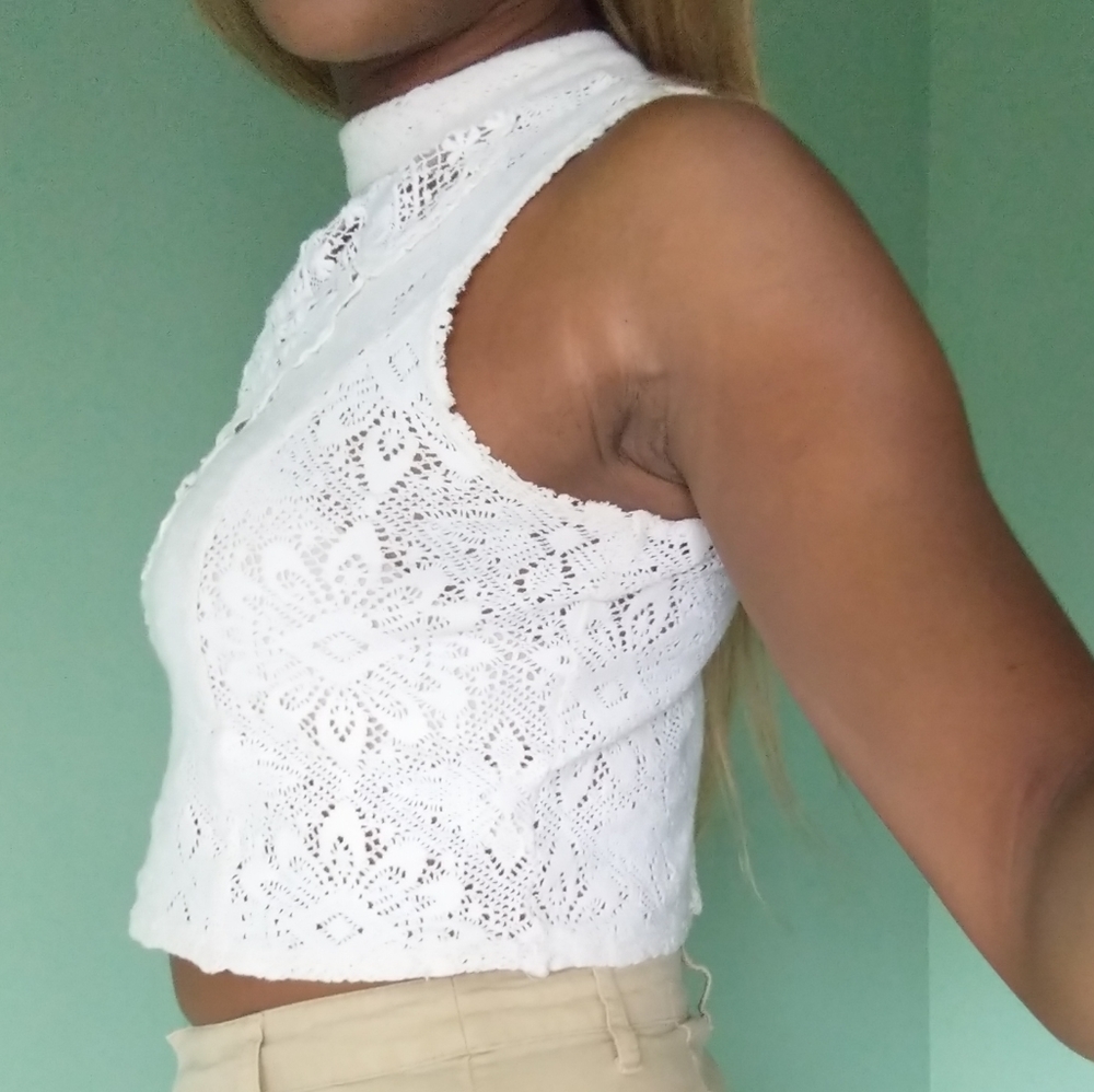 Women's Free people cream lace crop top - Picture 4 of 9